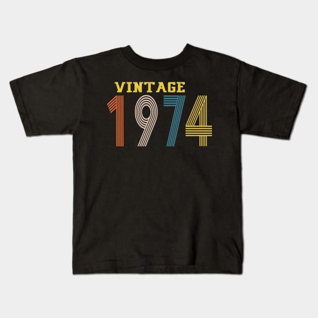 1974 vintage retro year Kids T-Shirt by Yoda